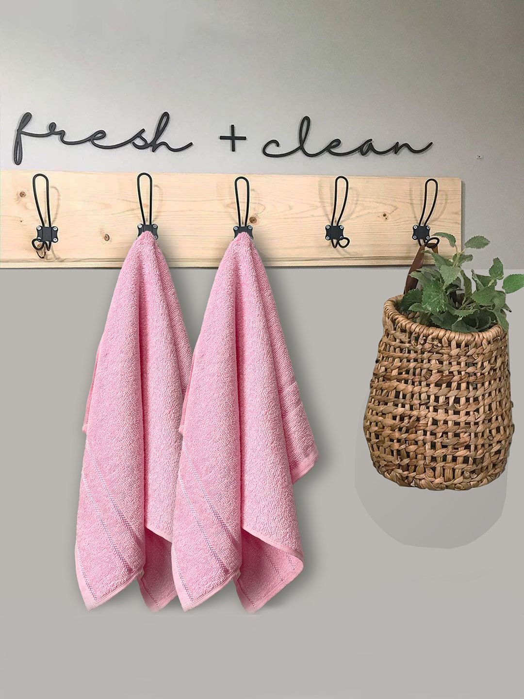 YK Kids Pink Sandy 100% cotton 2 Piece Hand Towel Set, 380 GSM-picture-13