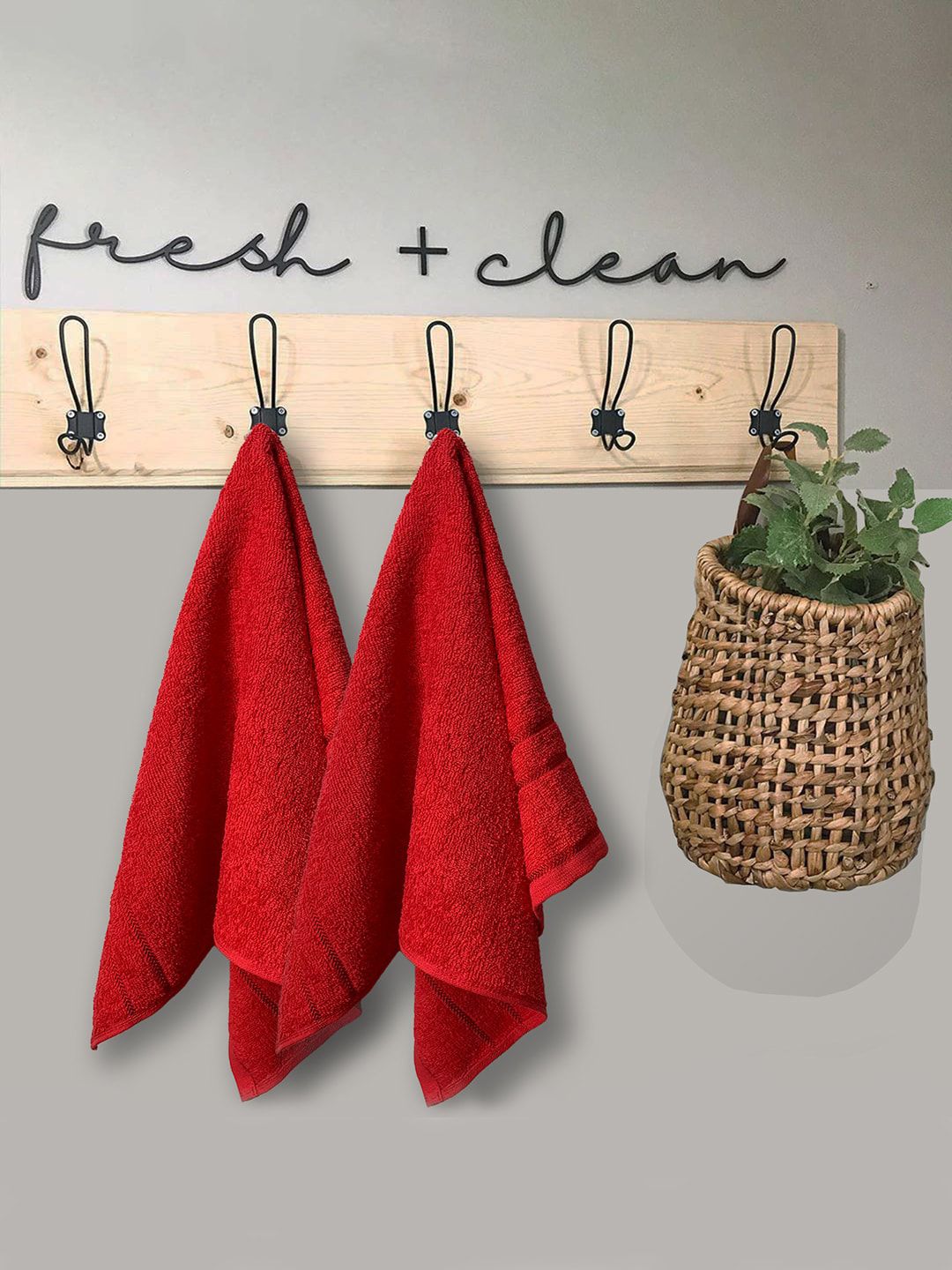 YK Kids Red Sandy 100% cotton 2 Piece Hand Towel Set, 380 GSM-picture-21