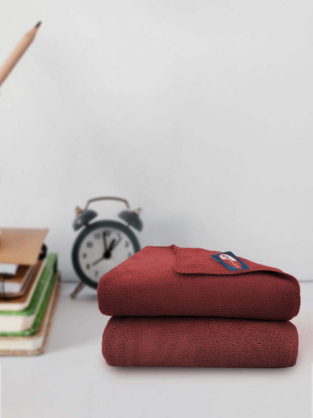 YK Pack of 2 Maroon Microfiber Solid 450 GSM Hand Towel-image-26