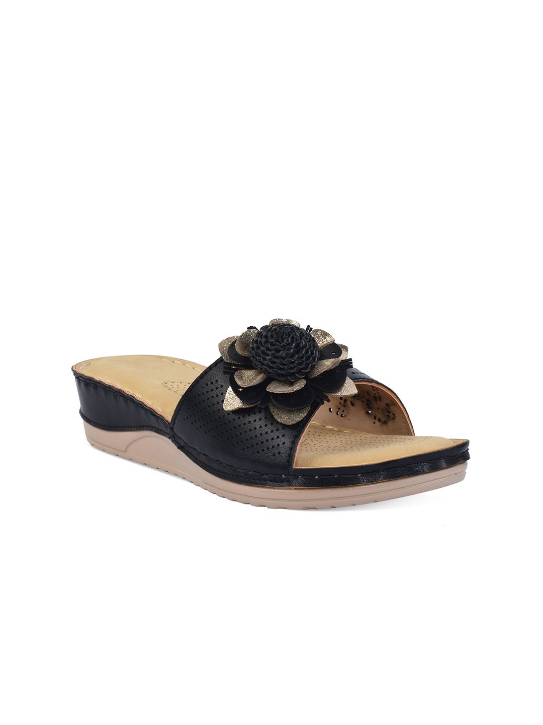 XE Looks Women Black Embellished Slip On Flats-picture-12