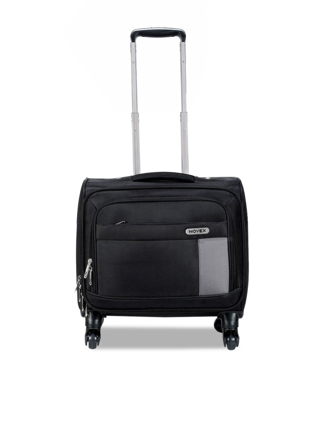 NOVEX Black Solid Overnighter Soft-Sided Trolley Suitcase-picture-17