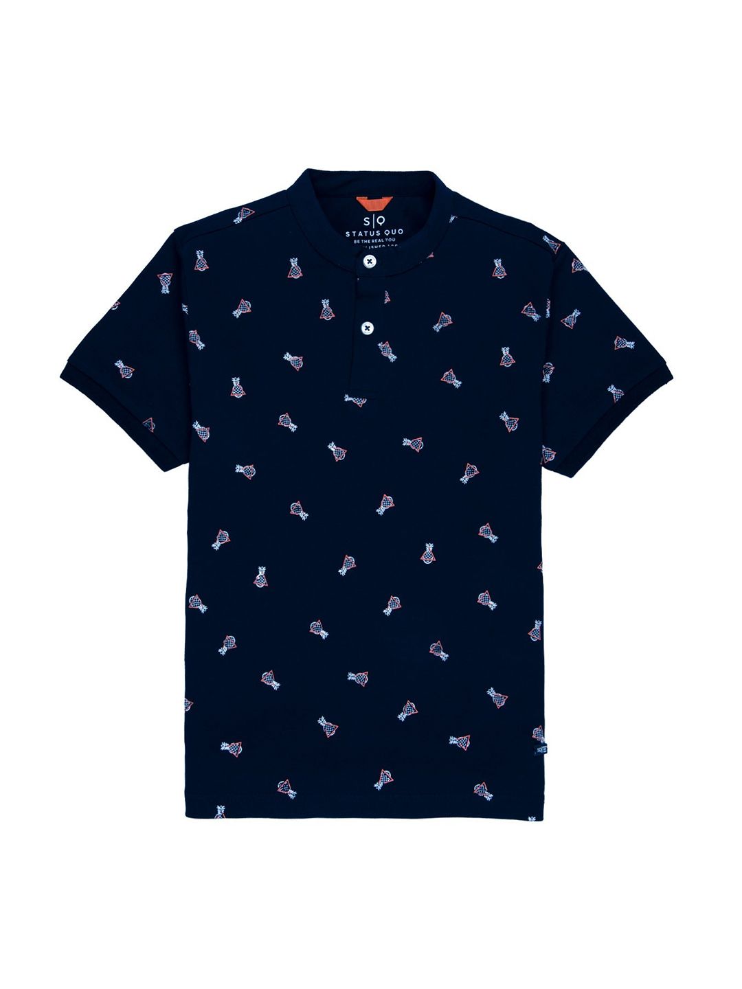 Status Quo Boys Navy Blue Printed Polo Collar T-shirt-picture-41