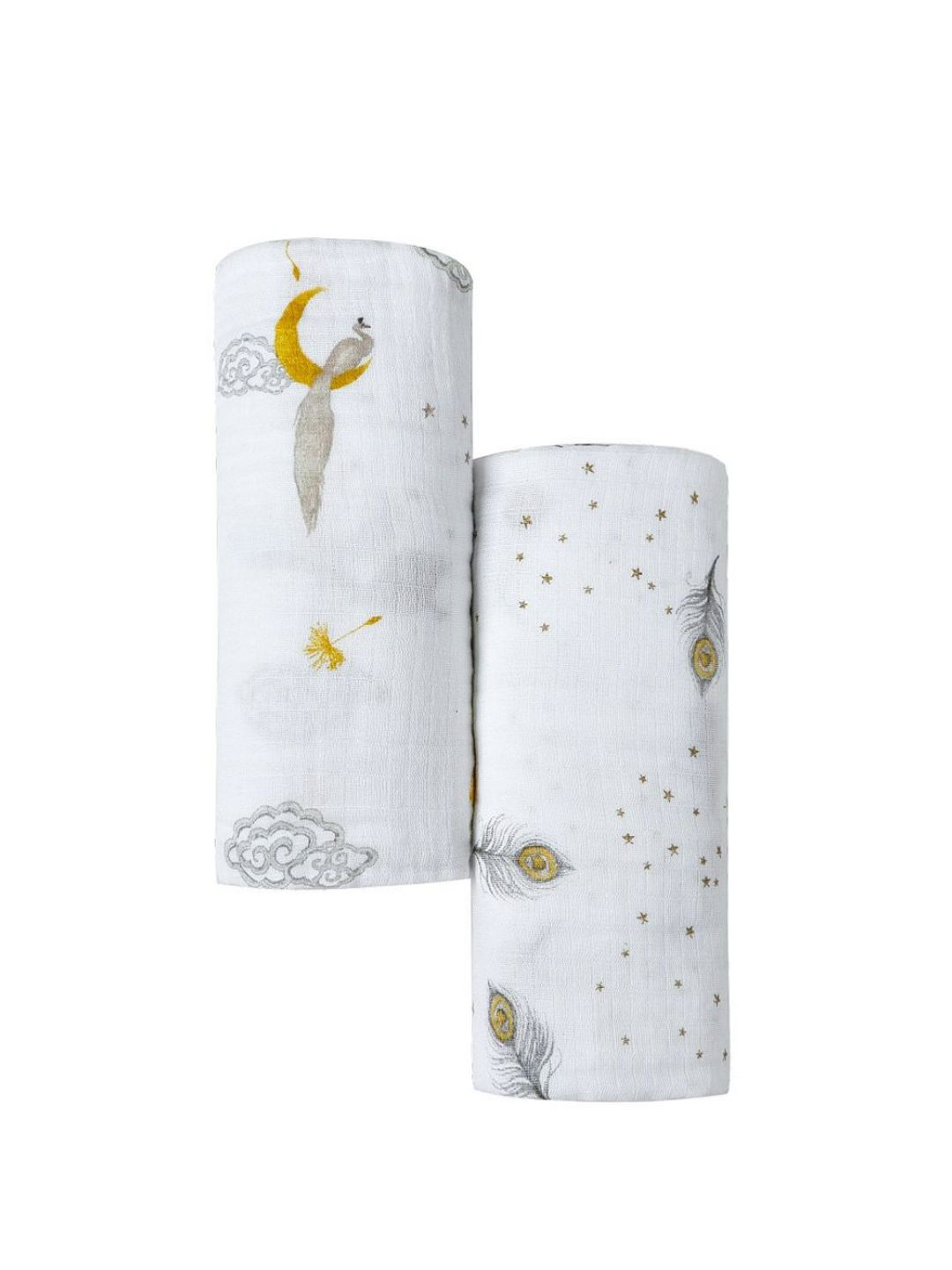 Malabar Baby Kids White Pack Of 2 Printed Swaddles-picture-41