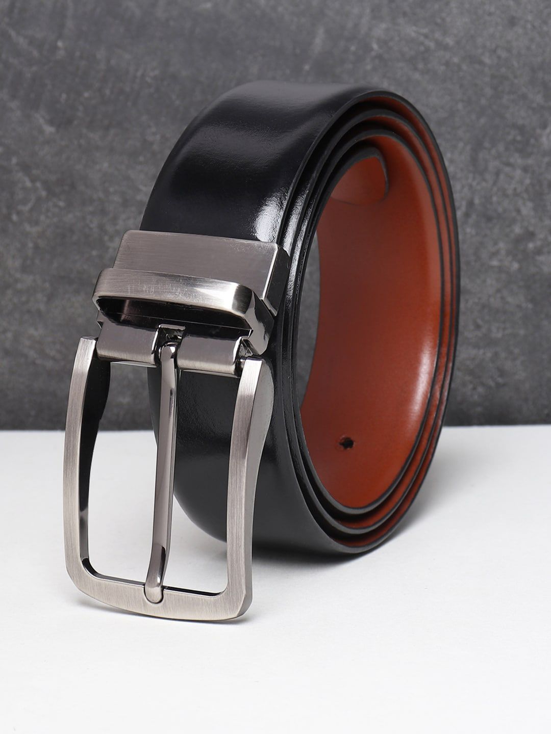 Teakwood Leathers Men Black Reversible Leather Formal Belt-picture-30