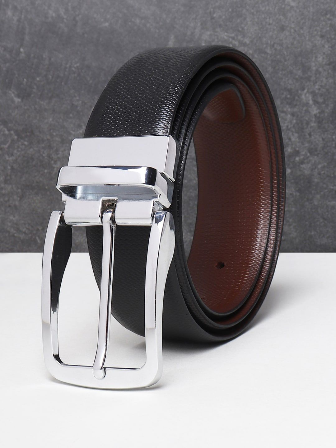 Teakwood Leathers Men Black Textured Leather Formal Belt-picture-34