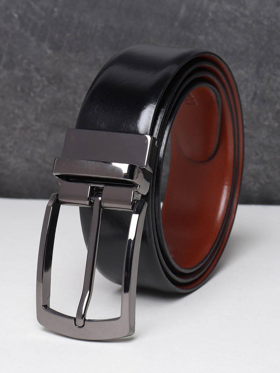 Teakwood Leathers Men Black Leather Formal Belt-picture-10