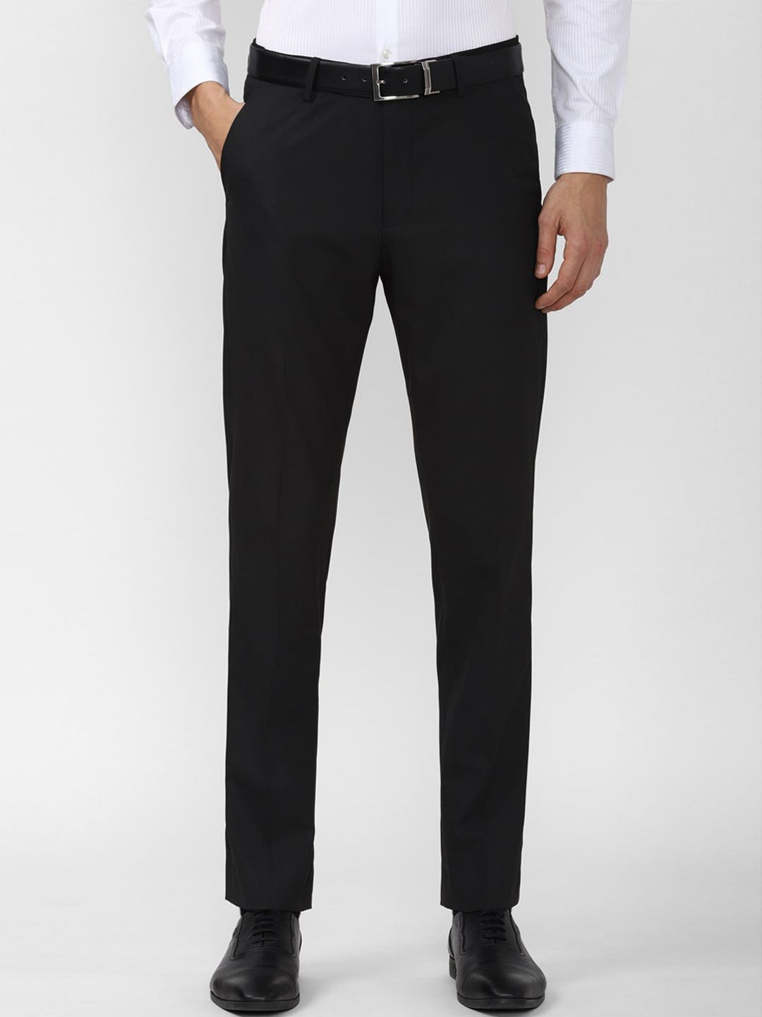 Peter England Men Black Slim Fit Trousers-picture-11