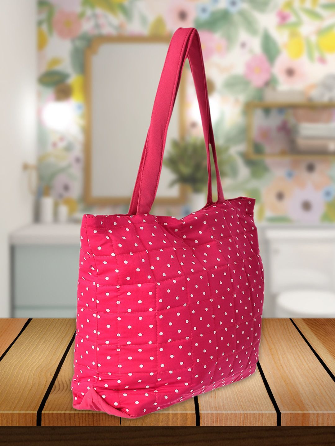 Kuber Industries Pink Set Of 2 Printed Shopper Shoulder Bag with Quilted-picture-11