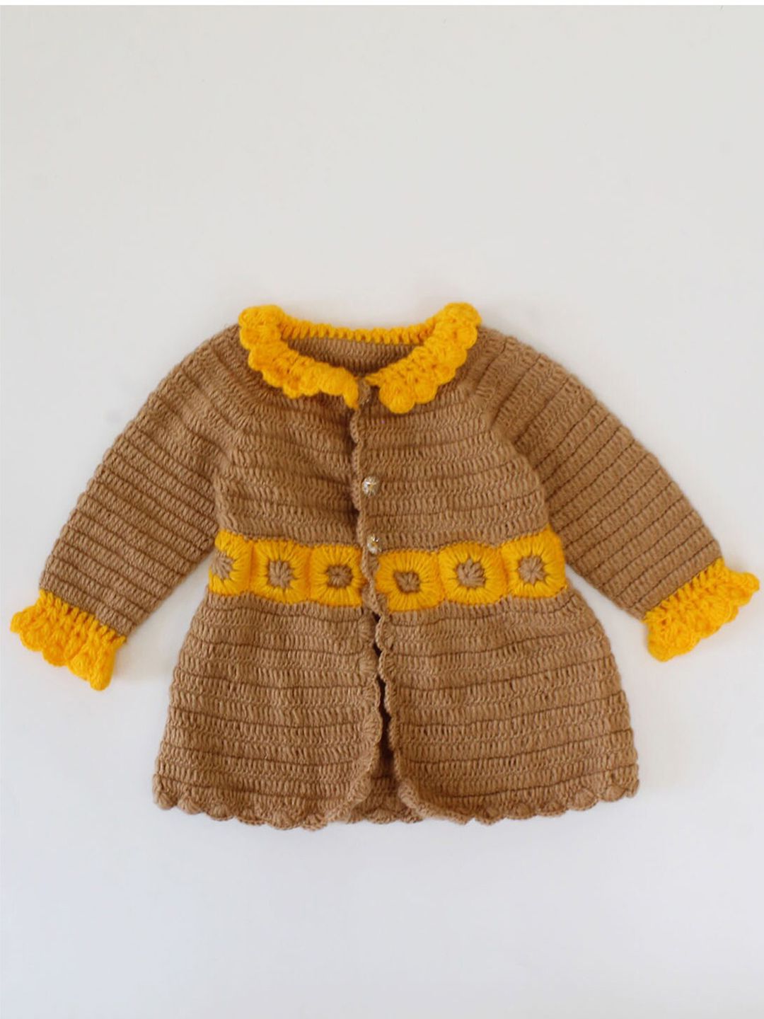 Woonie Yellow Peter Pan Collar Sweater With Jacket Dress-picture-20