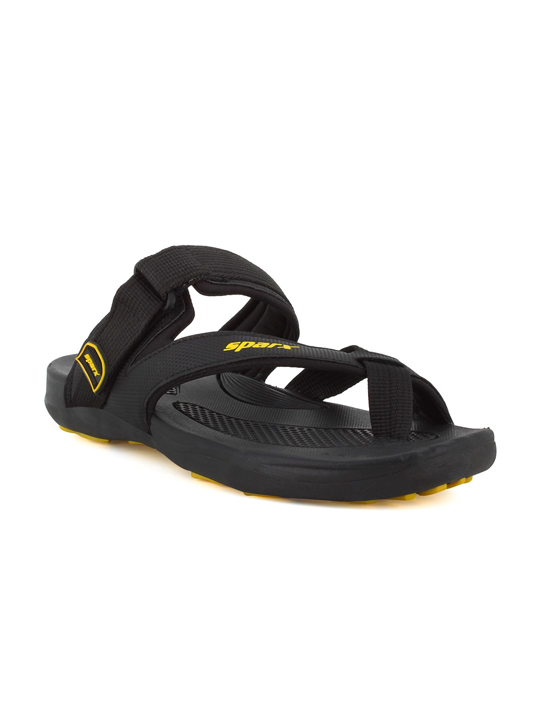 Sparx Men Black & Yellow Comfort Sandals