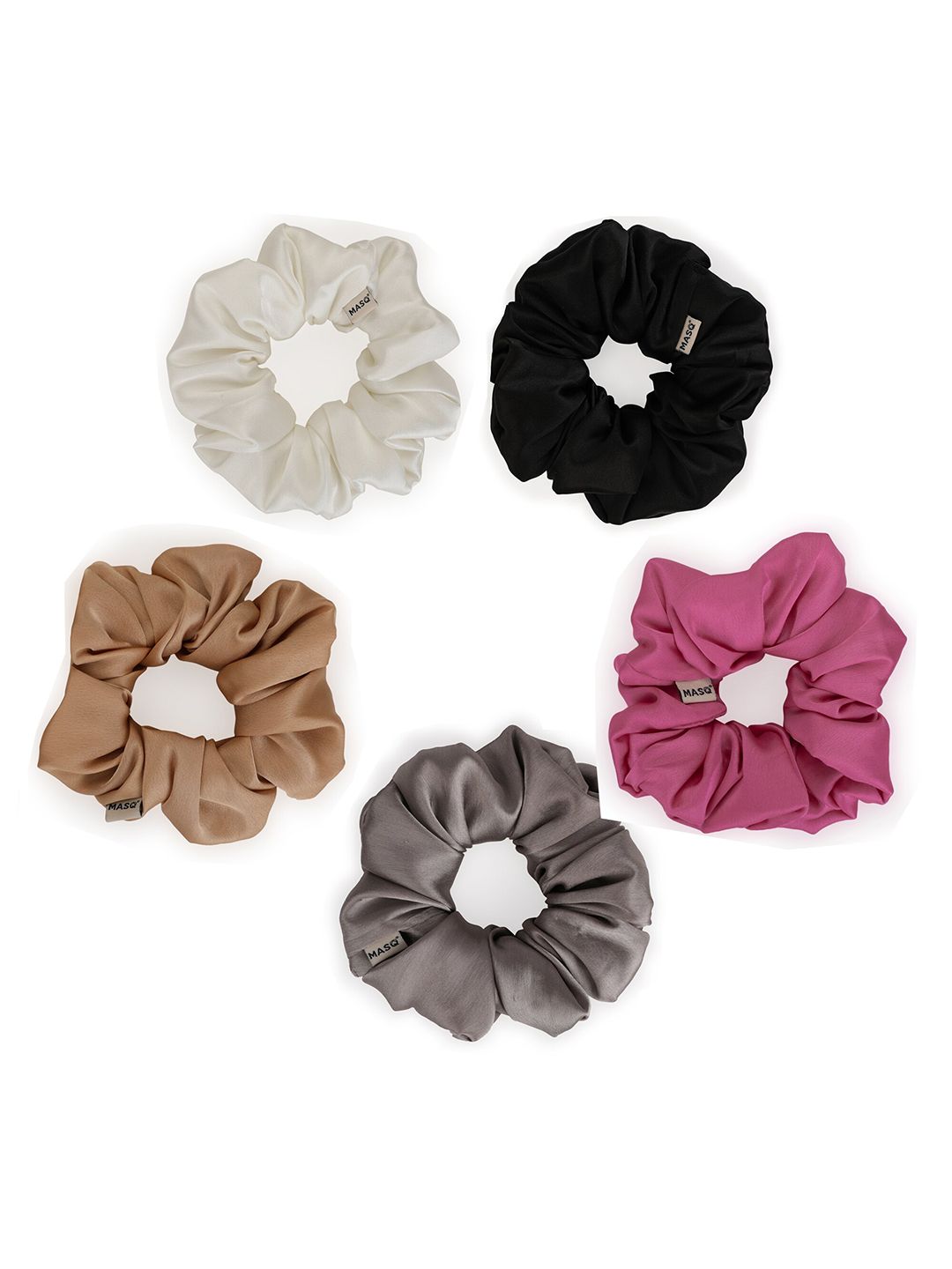 MASQ Women Set of 5 Solid Scrunchies-picture-5