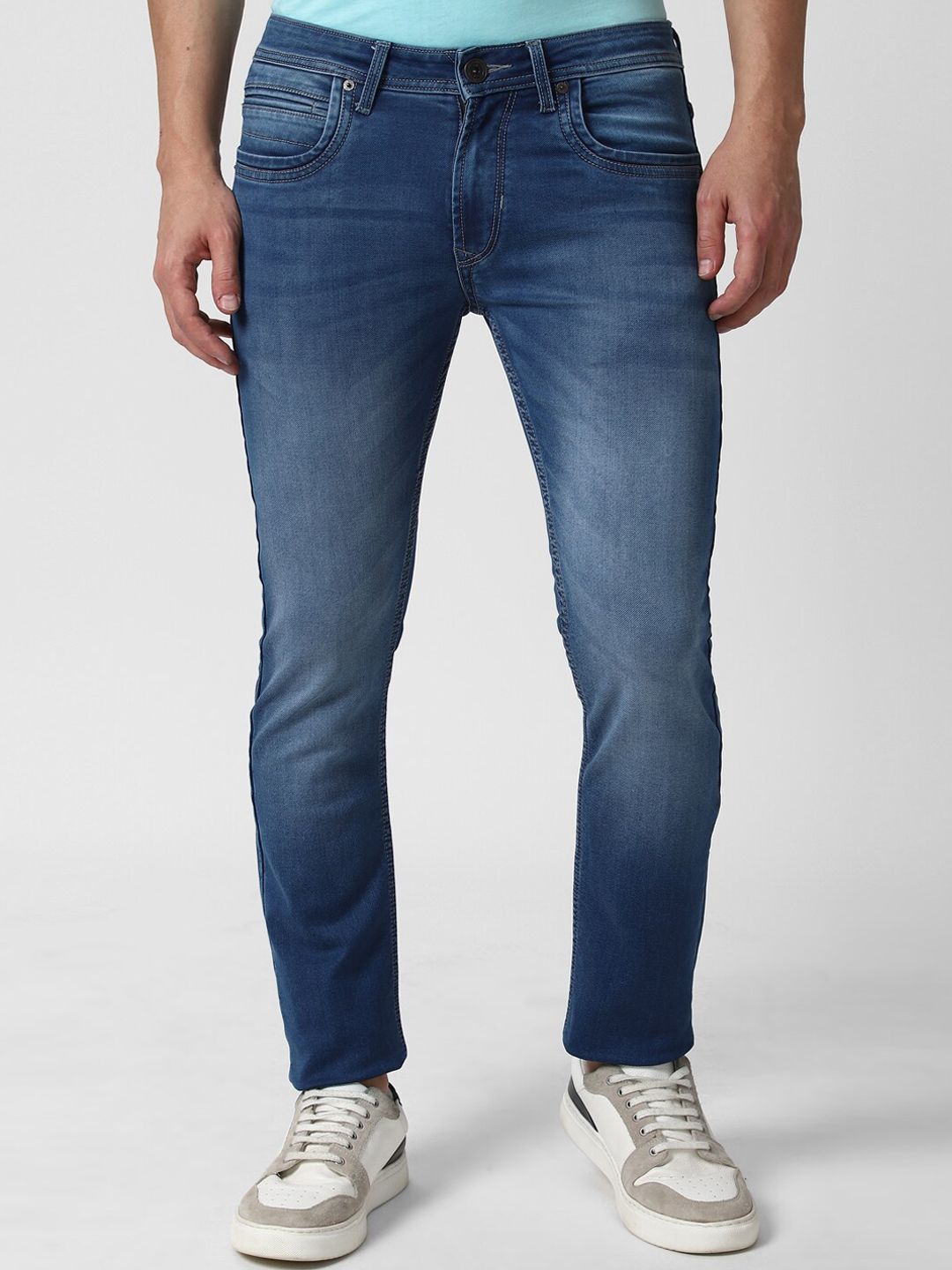 Peter England Casuals Men Blue Slim Fit Heavy Fade Jeans-picture-57