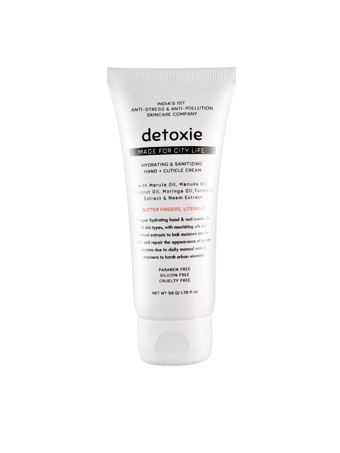 Detoxie Hydrating & Sanitizing Hand + Cuticle Cream with Marula Oil & Coconut Oil - 50 g