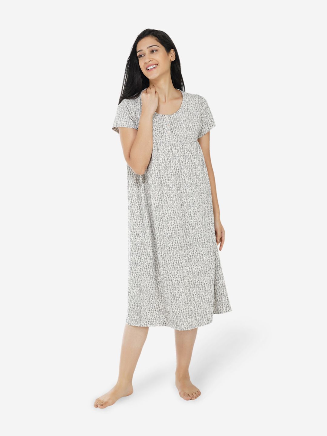 ARTEMIS Women Beige Printed Nightdress-picture-49
