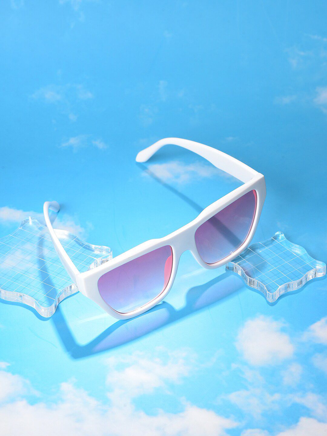 HAUTE SAUCE by Campus Sutra Women Pink Lens & White Cateye Sunglasses-image-22