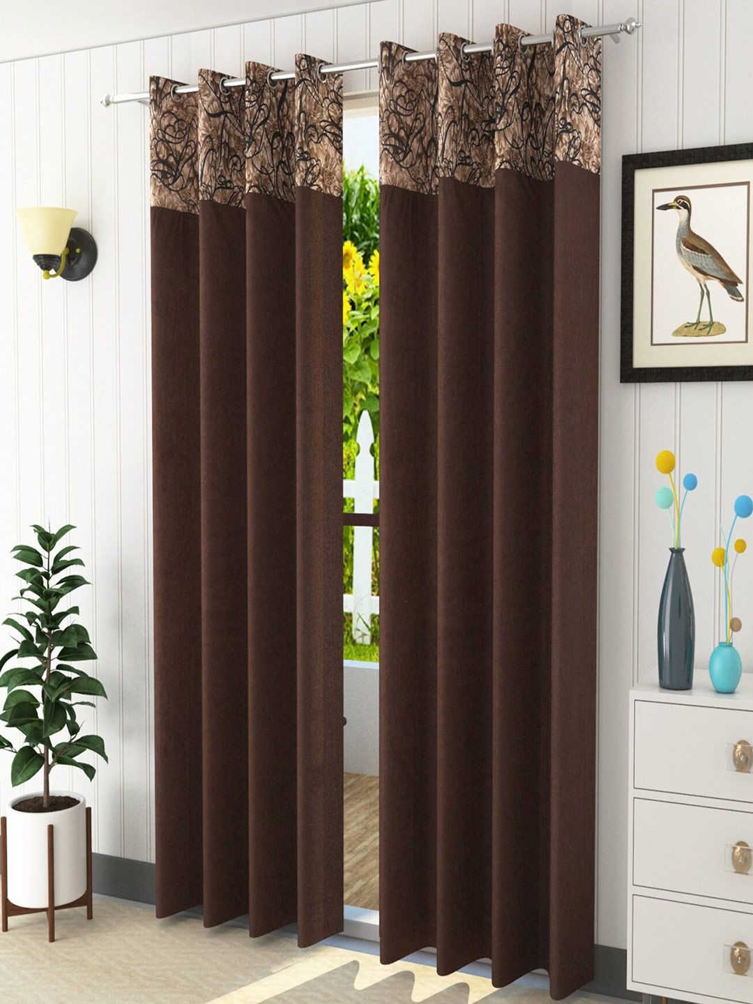 Homefab India Coffee Brown Set of 2 Window Curtain-picture-29