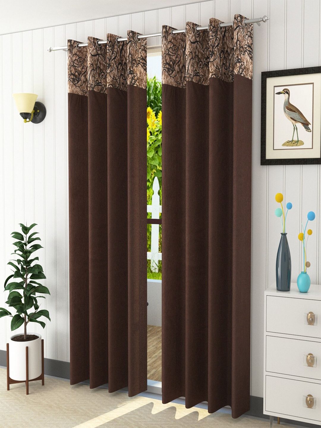 Homefab India Coffee Brown Set of 2 Door Curtains-picture-31