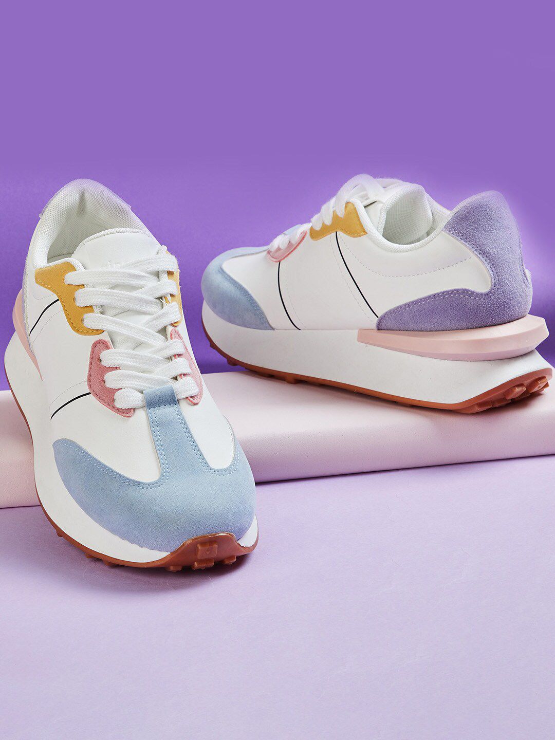 Ginger by Lifestyle Women Blue Colourblocked Sneakers Price History