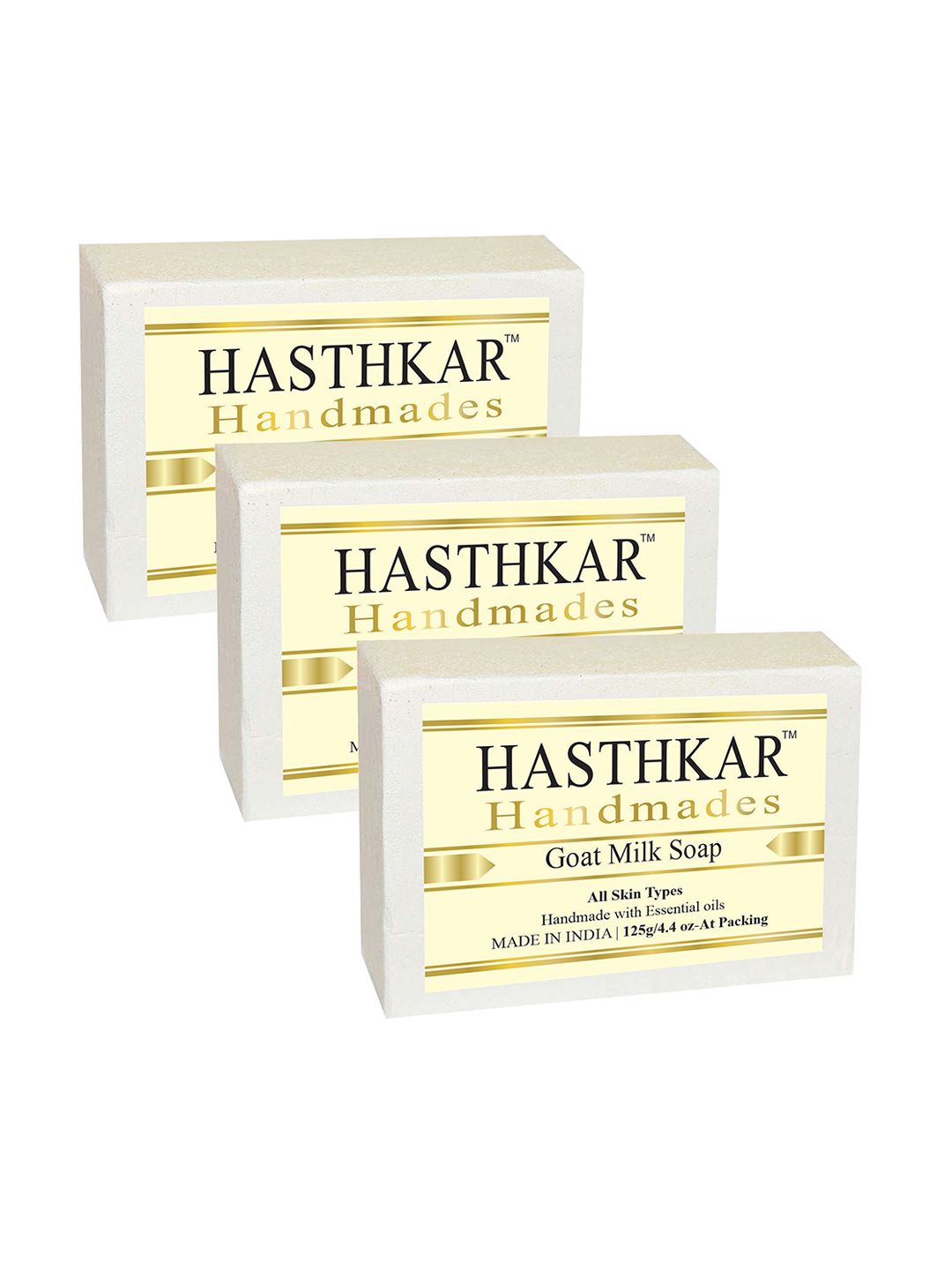 Hasthkar Set of 3 Handmade Goat Milk Soap with Glycerin & Coconut Oil - 125 g Each-picture-29