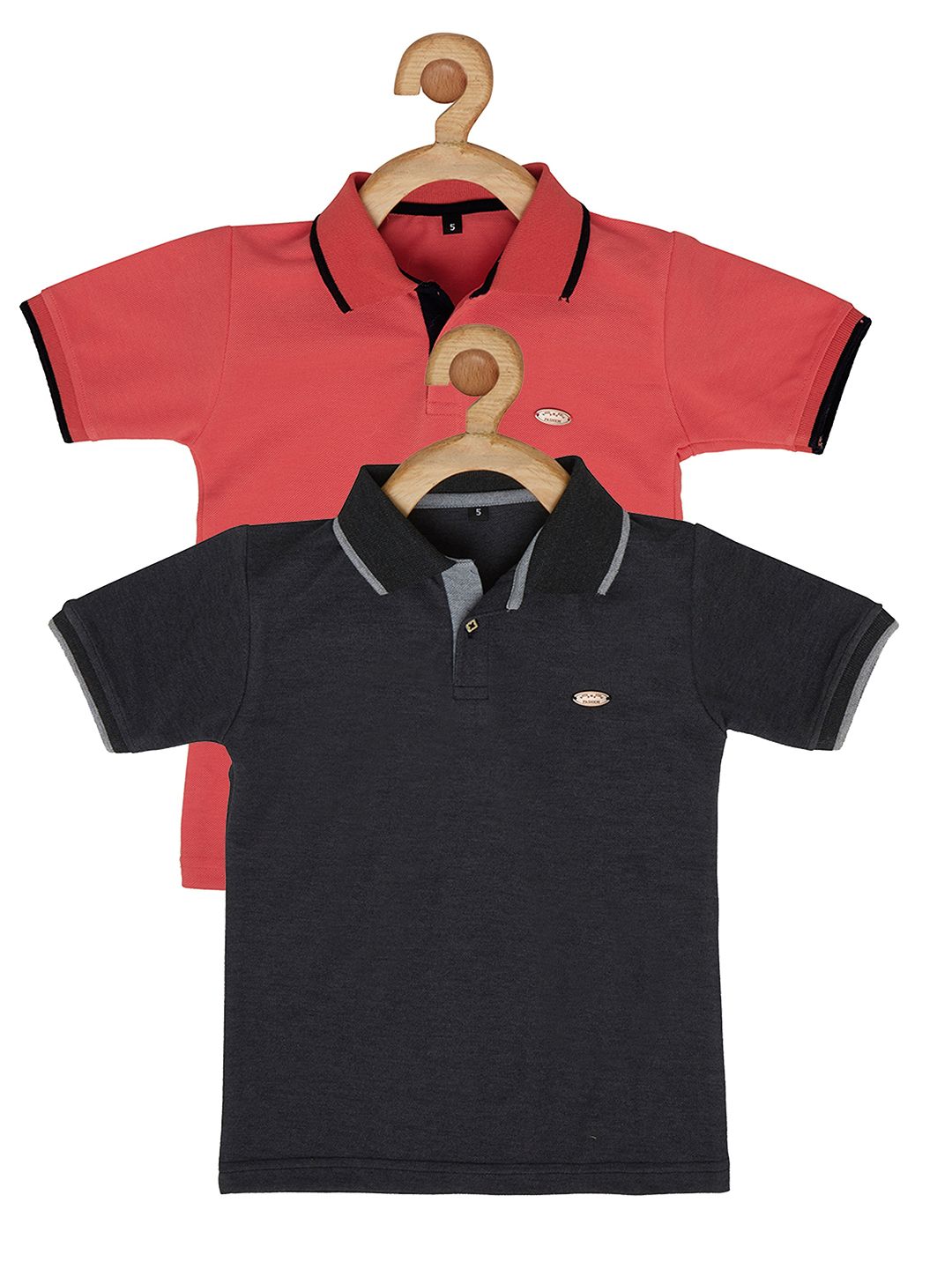 earth conscious Boys Peach-Coloured & Black Pack of 2 Polo Collar T-shirt-picture-21