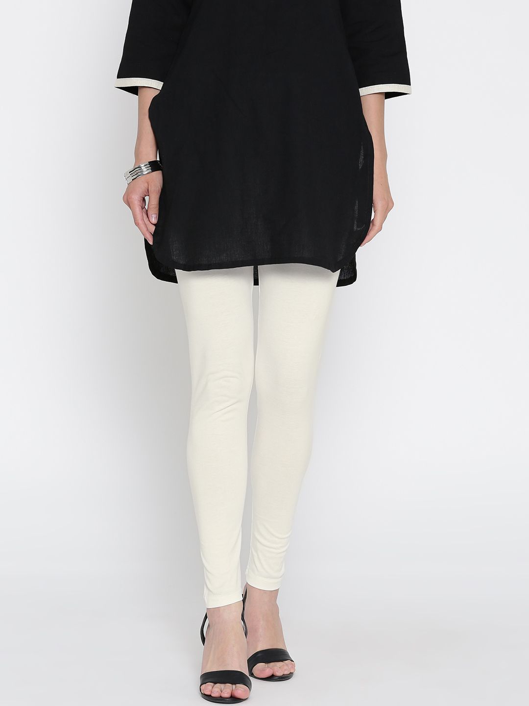 Rangriti White Ankle-Length Leggings-image-48