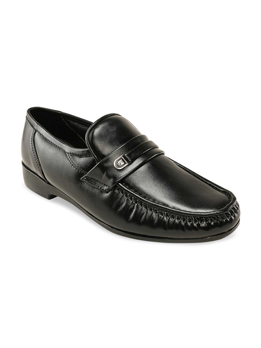Regal Men Black Solid Leather Formal  Slip On Shoes-image-10