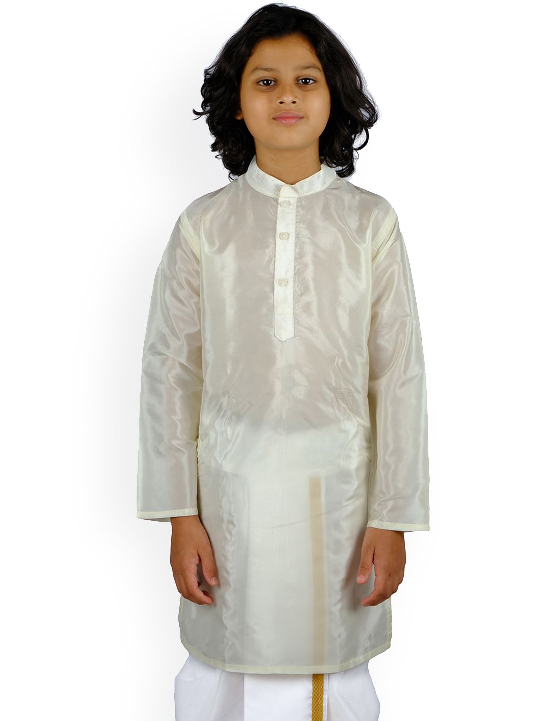Sethukrishna Boys Cream-Coloured Solid Kurta-image-10