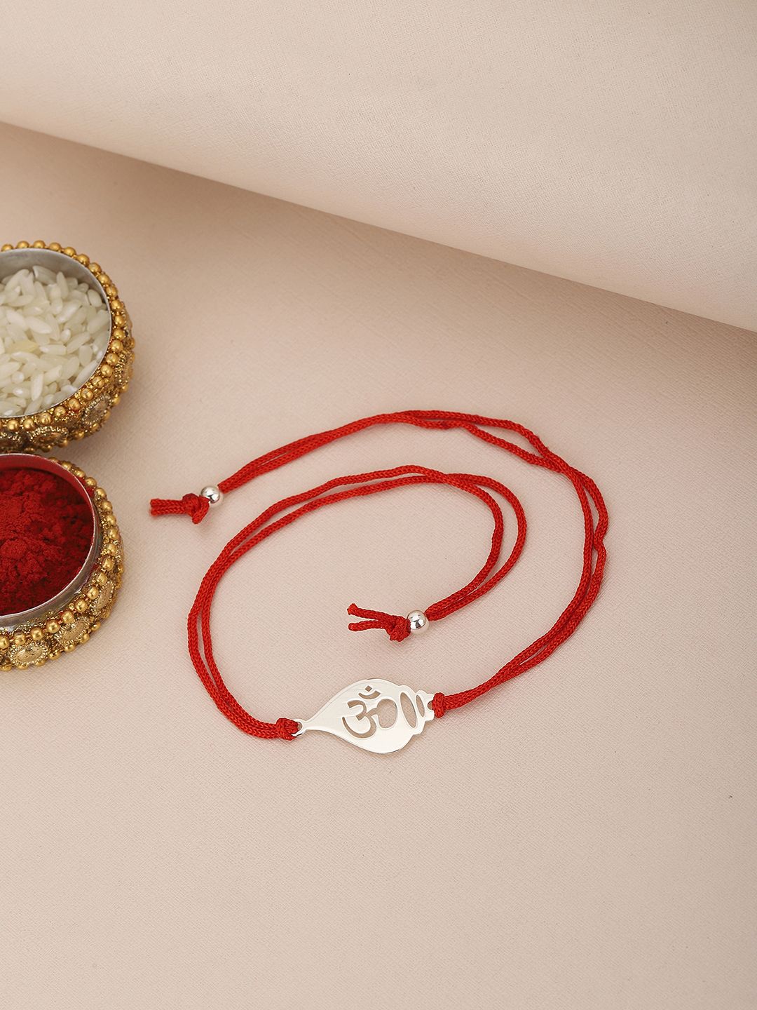 Carlton London Men Red & 925 Sterling Silver Rakhis-picture-51