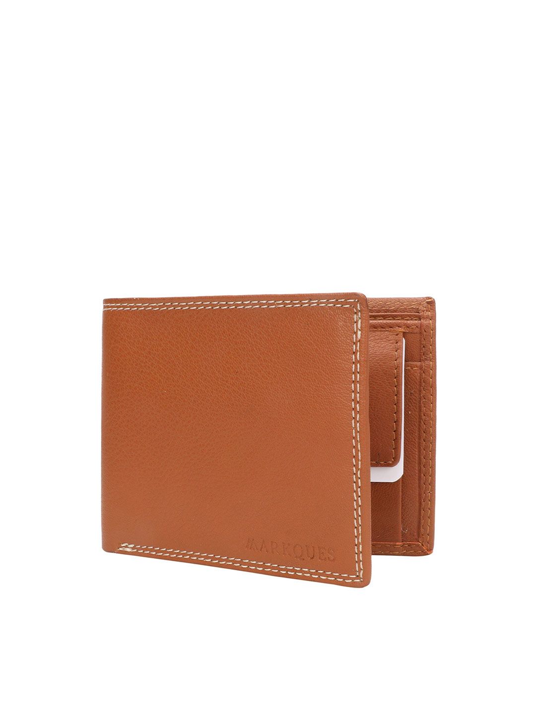 MARKQUES Men Tan Leather Two Fold Wallet-picture-12