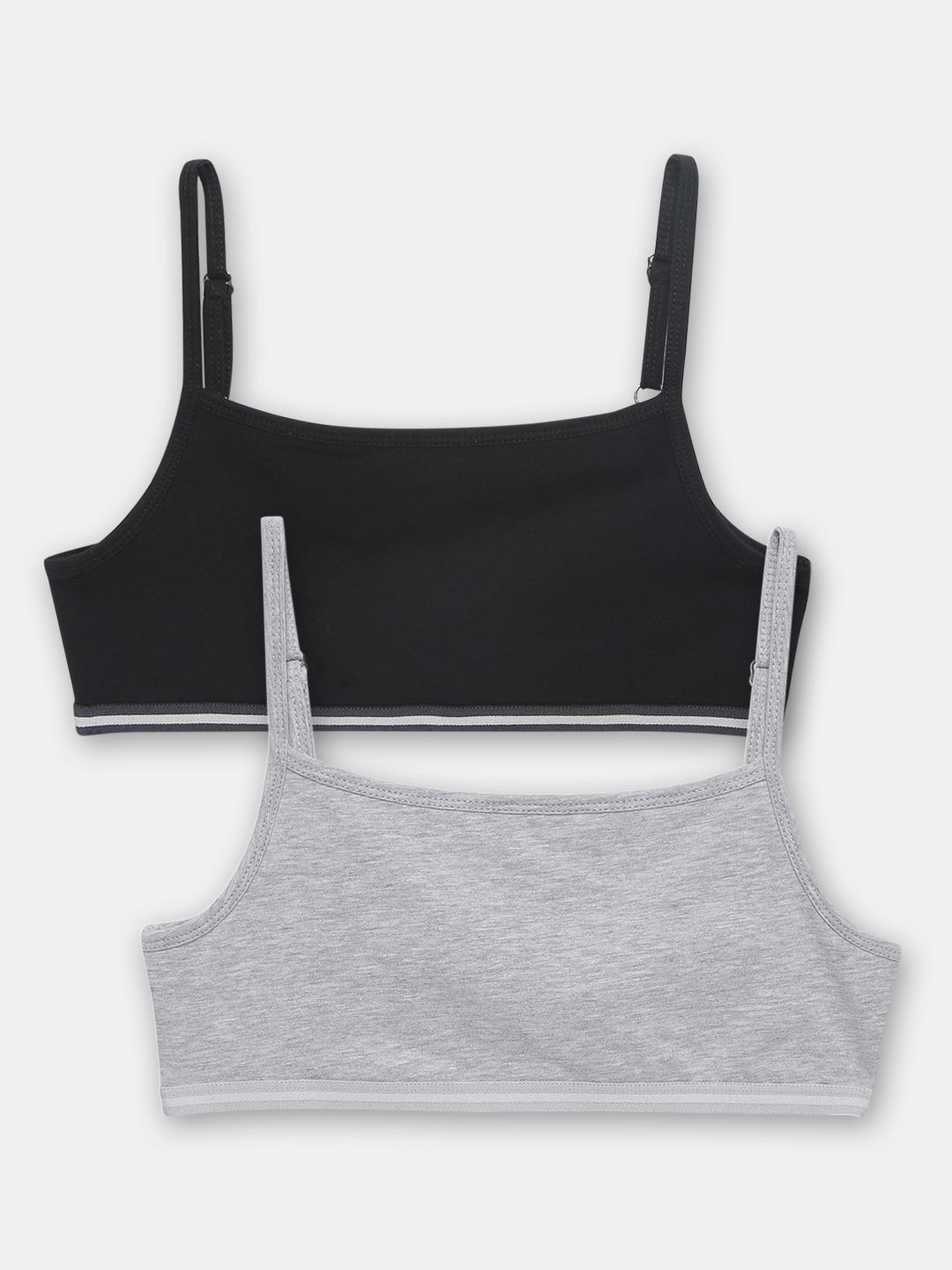 Charm n Cherish Girls Pack Of 2 Grey & Black Non-Padded & Non-Wired Bra-picture-24