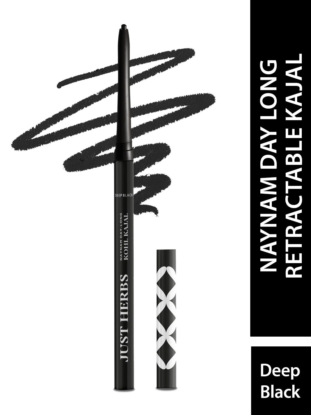 Just Herbs Naynam Day-Long 2-In-1 Kohl Kajal with Almond Oil & Vitamin E - Deep Black-picture-7