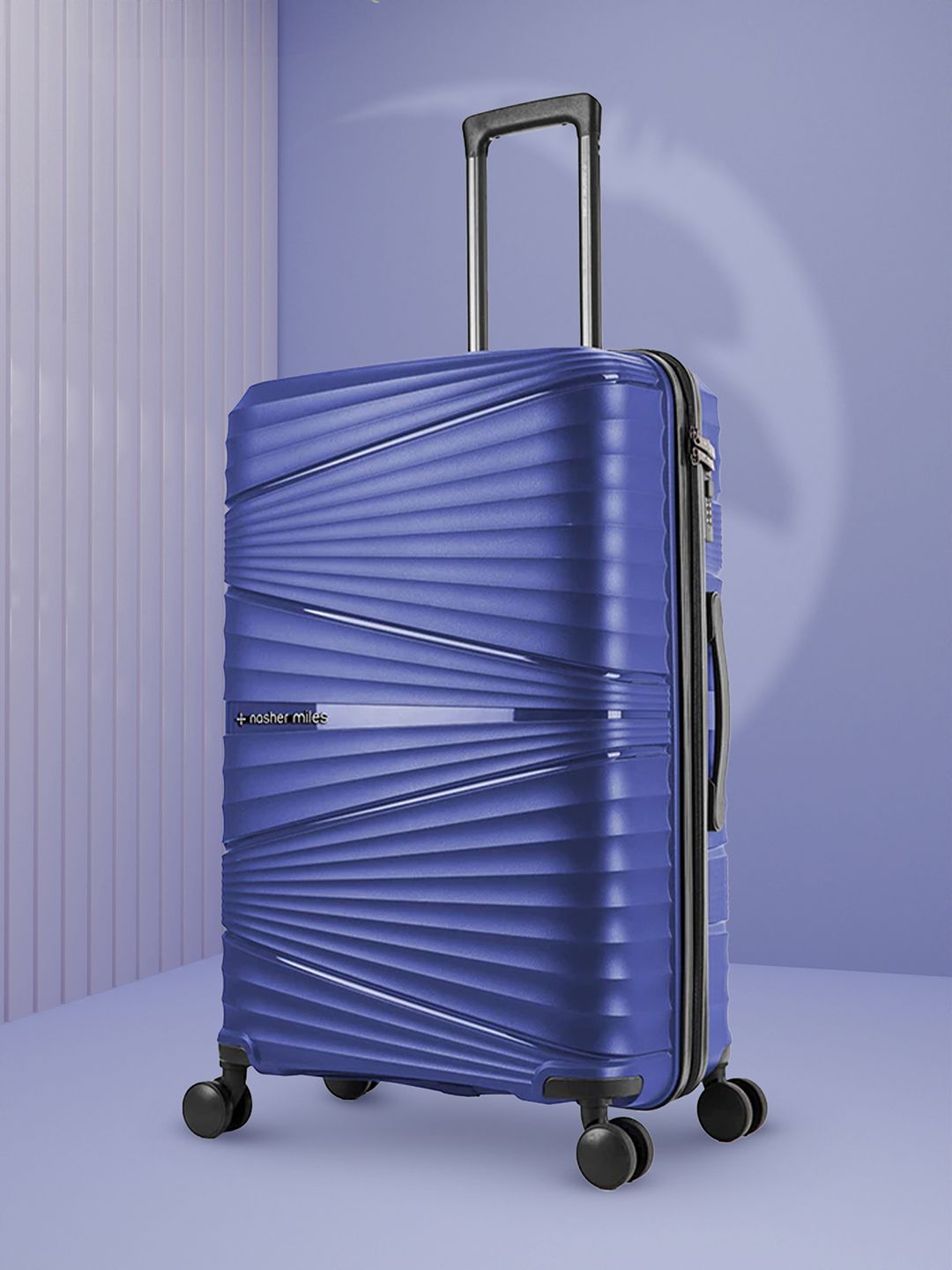 Nasher Miles Navy Blue Solid Trolley Bag-image-1