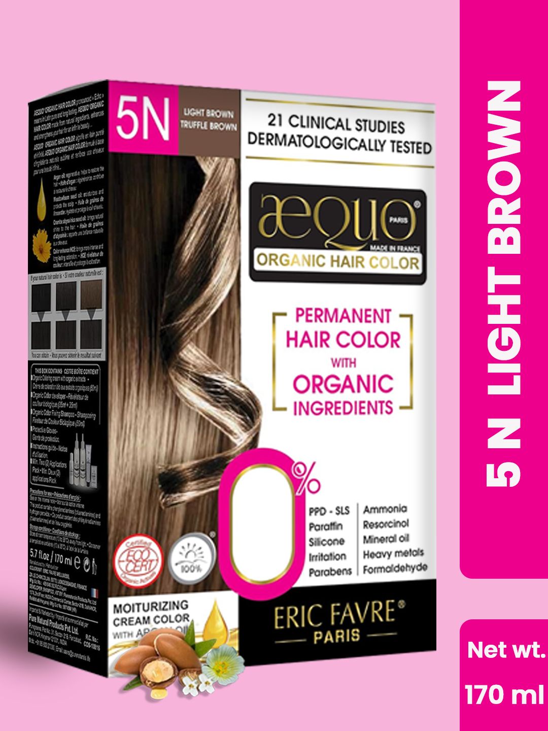 Aequo Organic Women Permanent Hair Color with Organic Ingredients - Light Brown 5N-picture-21