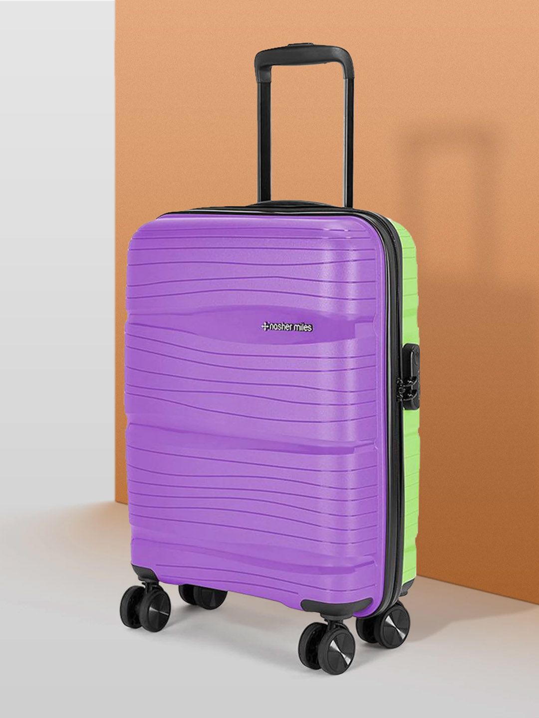 Nasher Miles Purple & Green Textured Hard-Sided Cabin Trolley Bag-image-38