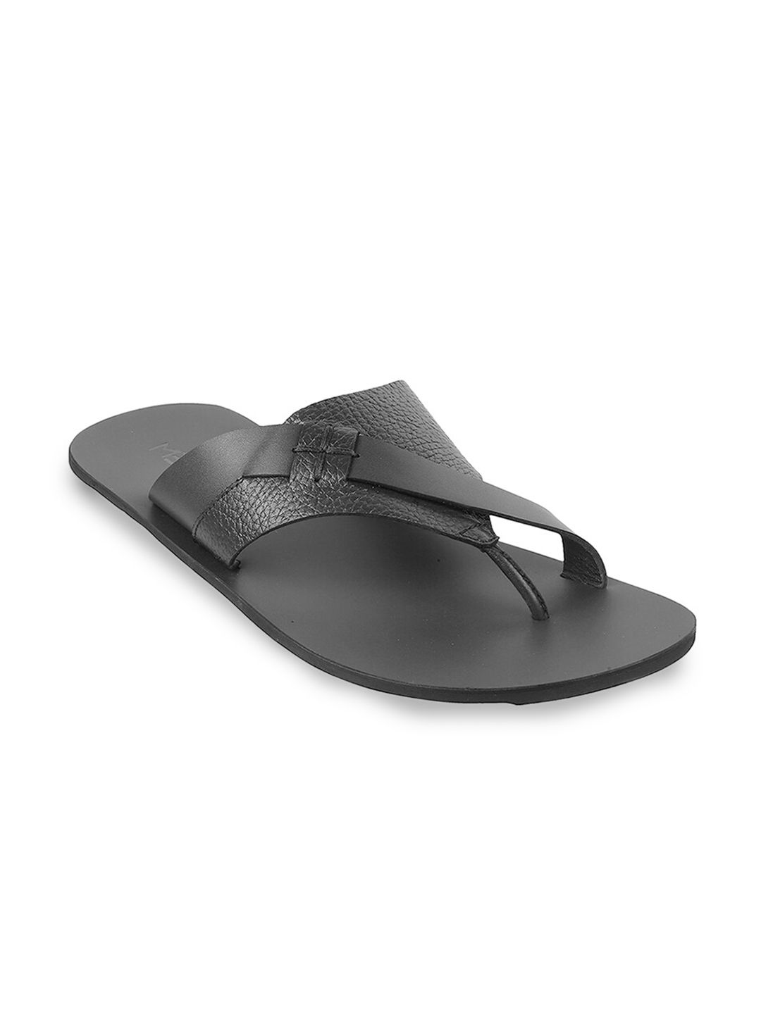 Metro Men Black Leather Comfort Sandals-image-14