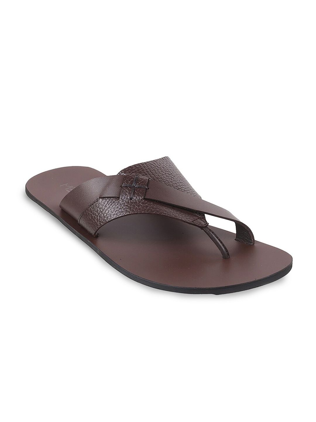 Metro Men Brown Leather Comfort Sandals-image-1