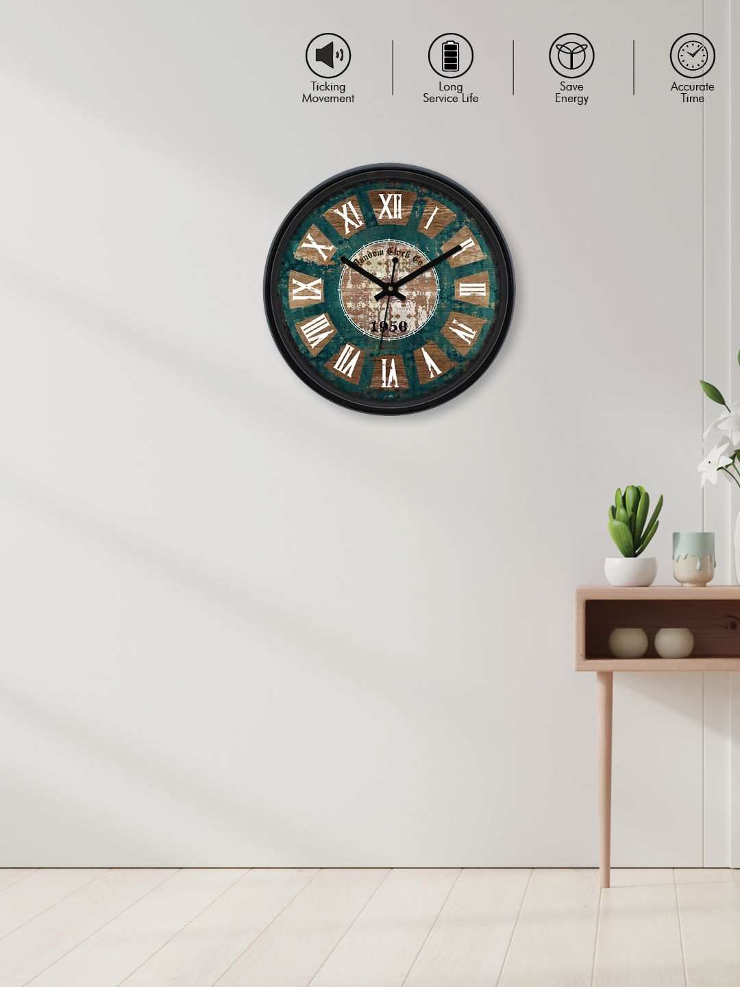 RANDOM Brown & Green Printed Dial Analogue Wall Clock-image-37