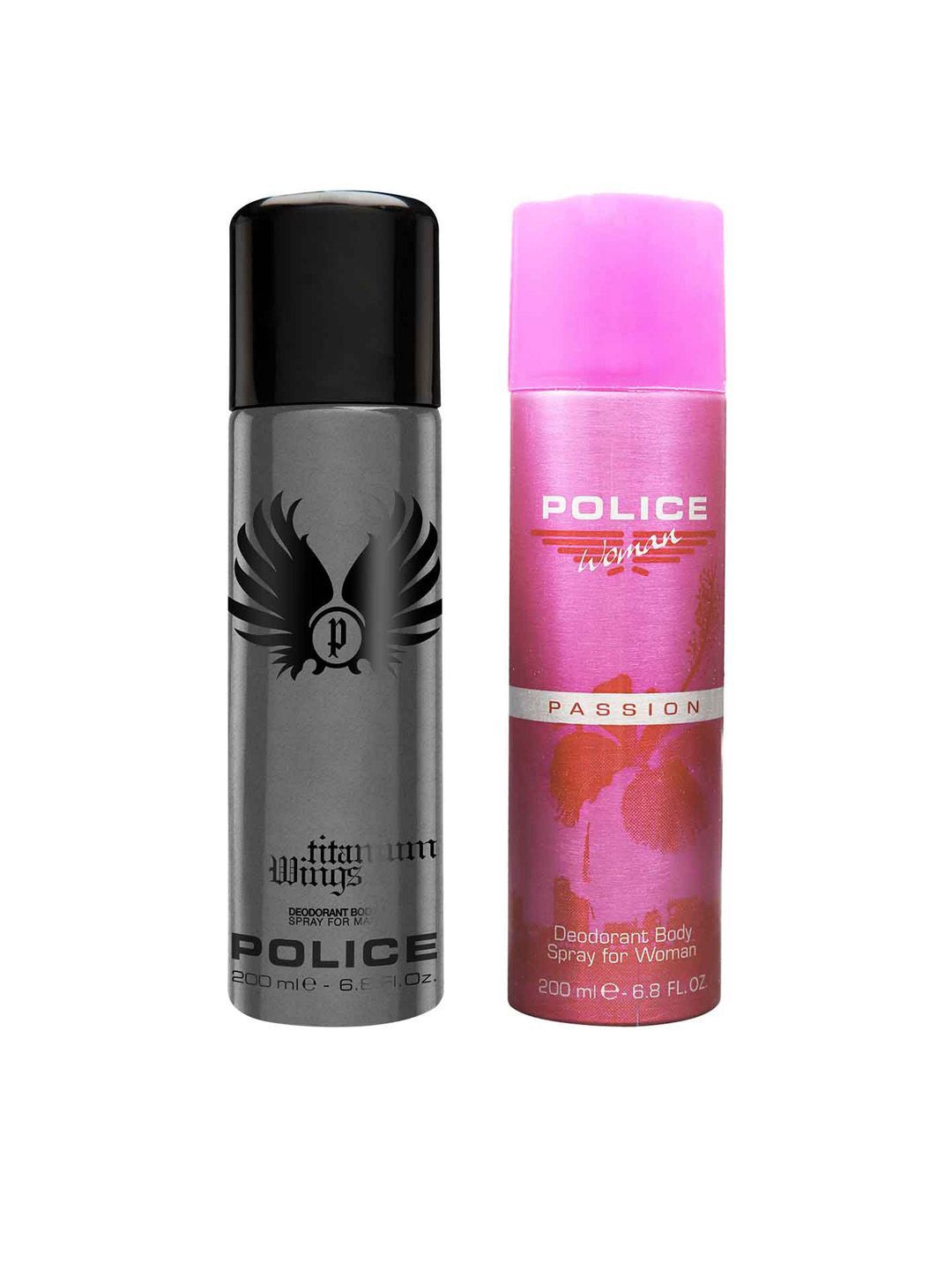 Police Pack of Men Titanium Wings & Women Passion Deodorant Body Spray - 200 ml Each-image-40