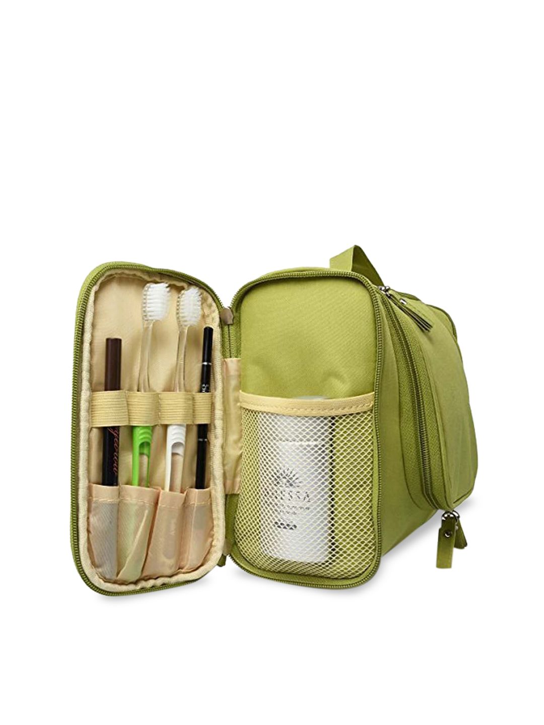 HOUSE OF QUIRK Green Hanging Travel Toiletry Bag-image-3