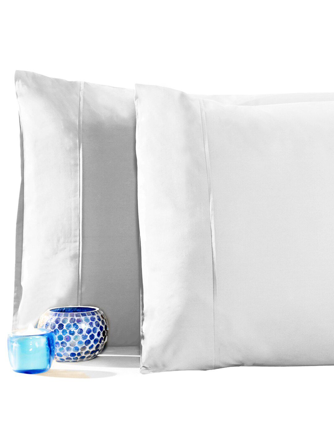 MASPAR Set of 2 White  Solid  200 TC Pure Cotton Pillow Covers-picture-35