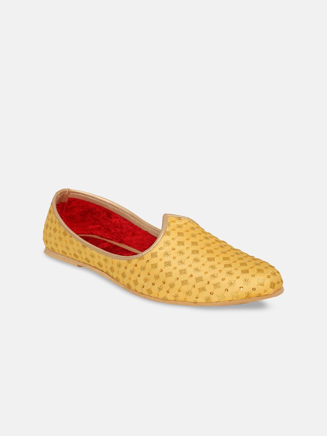 PANAHI Men Gold-Toned Printed Mojaris-picture-10
