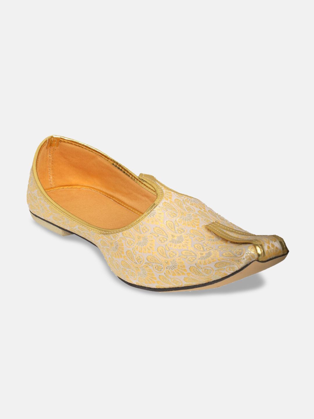 PANAHI Men Cream-Coloured Woven Design Mojaris-picture-27