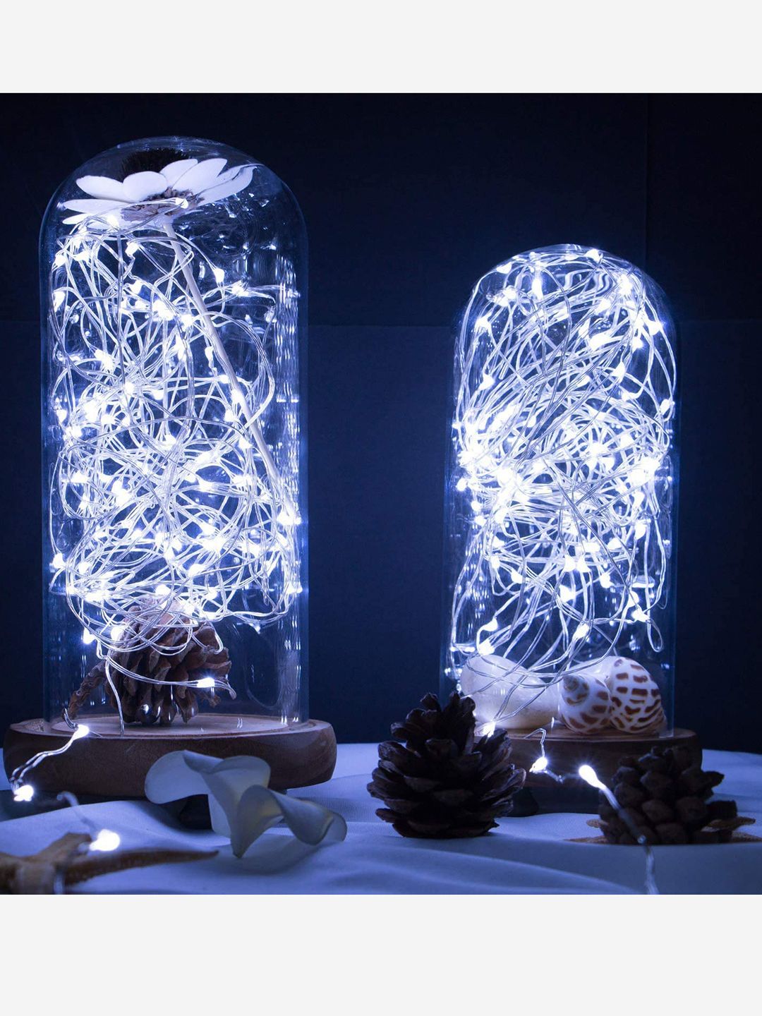 XERGY 100 LED White Silver Wire String Lights 8 Modes USB Powered with Remote Control-image-25