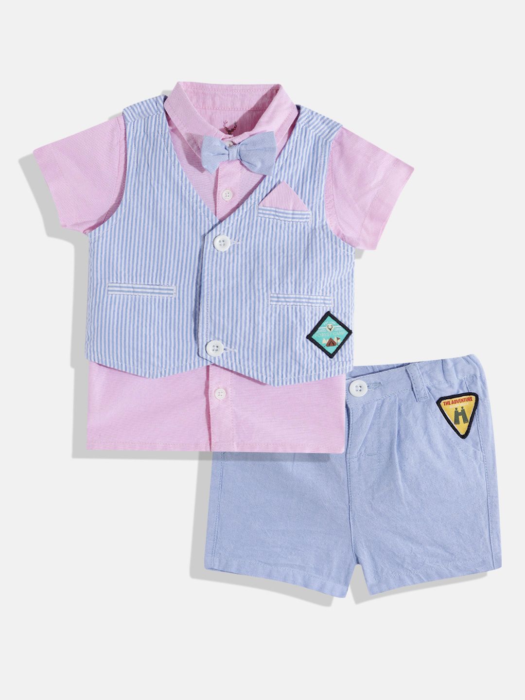 Allen Solly Junior Boys Pure Cotton Shirt & Shorts with Waistcoat