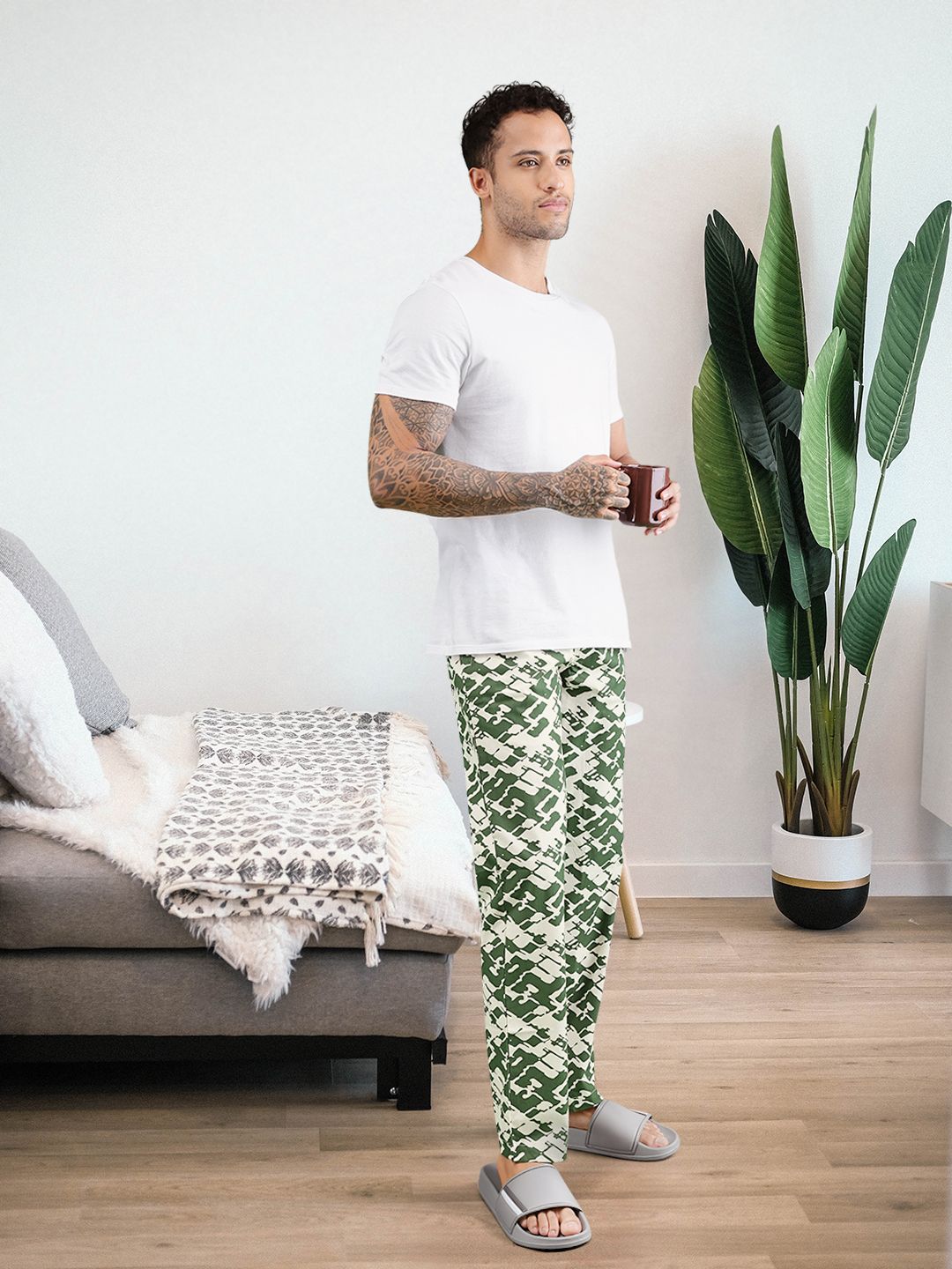Underjeans by Spykar Men White Cotton Regular Fit Lounge Pants-picture-10