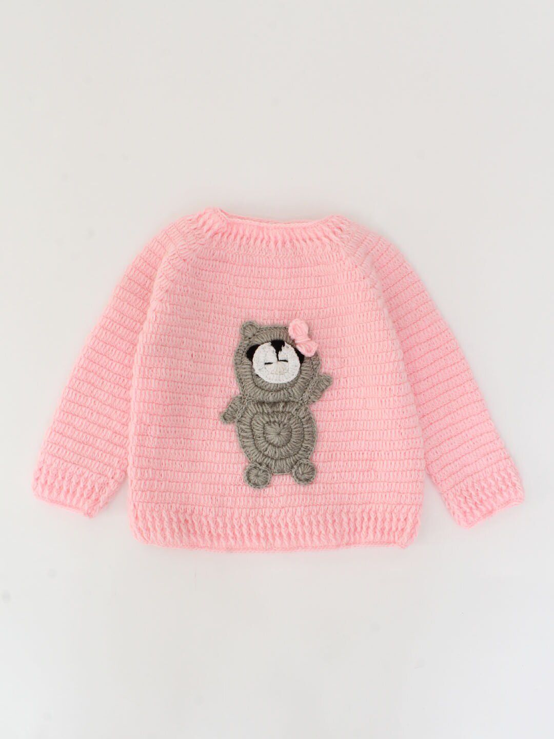 Woonie Unisex Kids Pink & Beige Animal Graphics Pullover-picture-15