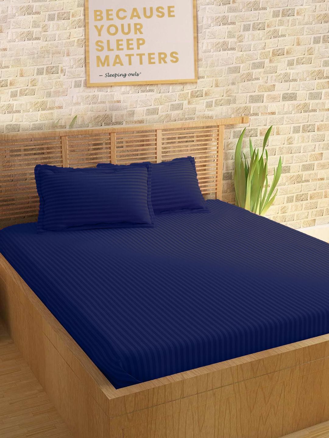 Sleeping Owls- because your sleep matters Unisex Navy Blue Bedsheets-picture-25