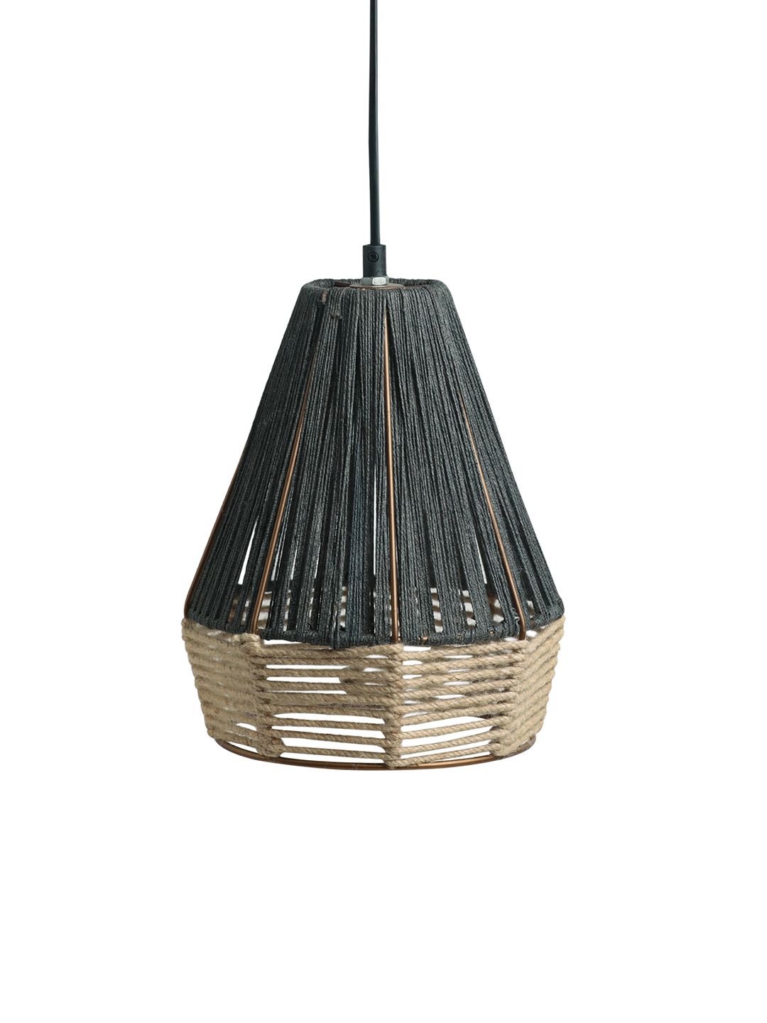 ExclusiveLane Dark-Brown  Beige Solid Handwoven Pyramidal Hanging Pendant Ceiling Lamps-image-22