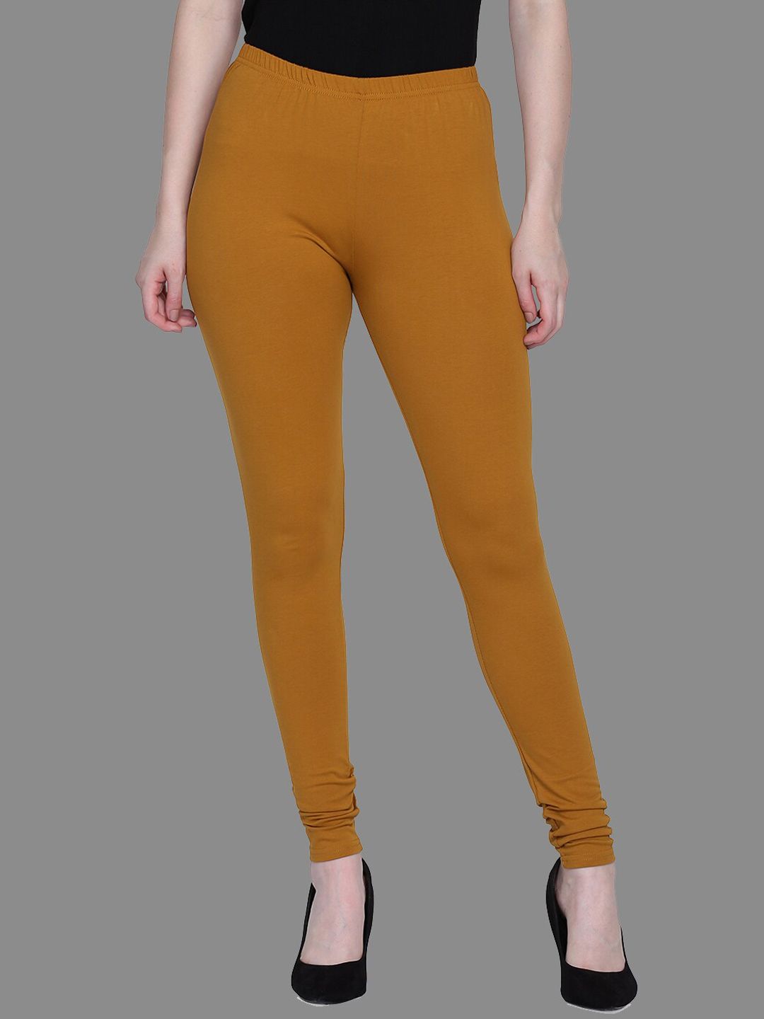 SPIFFY Women Plus Size Mustard Yellow Solid Churidar