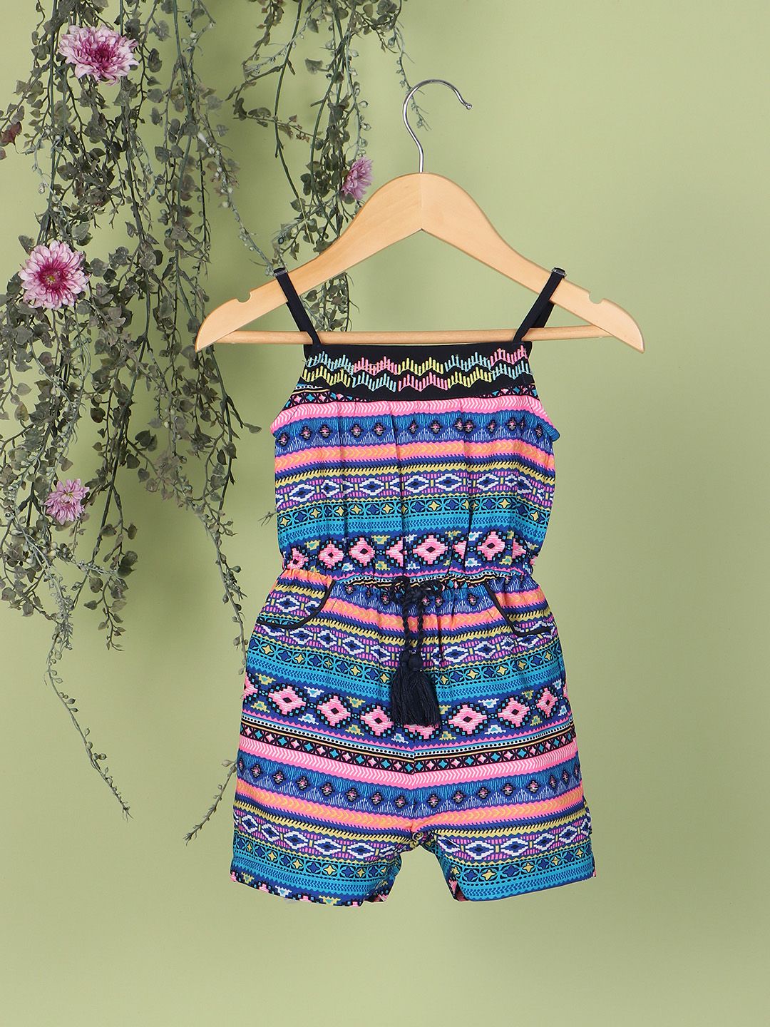 Nauti Nati Girls Blue & Pink Printed Jumpsuit-picture-21